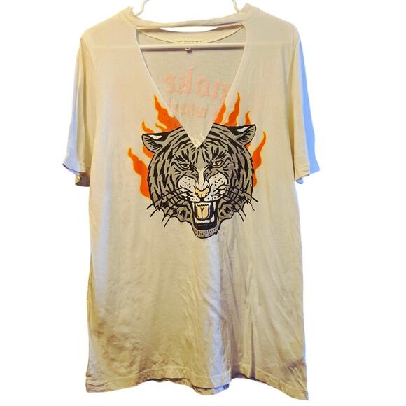 Truly Madly Deeply tiger and skull smoke 'em til the wheels fall off t shirt - Picture 1 of 6